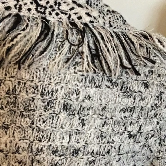 Lucky Brand Chic Boho Belted Trench Style Sweater with Fringe Trim - Picture 8 of 10